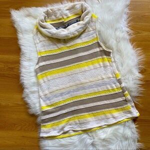Dolan Top Sleeveless Knit Cowl Neck Yellow White Size XS Anthropologie
